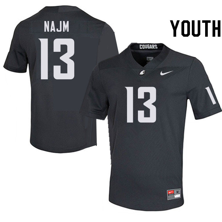 Youth #13 Hunter Najm Washington State Cougars College Football Jerseys Stitched-Charcoal